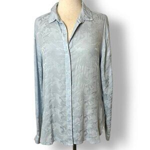 NWT Bella Dahl Sky Blue Long Sleeve Button Down Shirt Camo Cloud Texture Sz XS